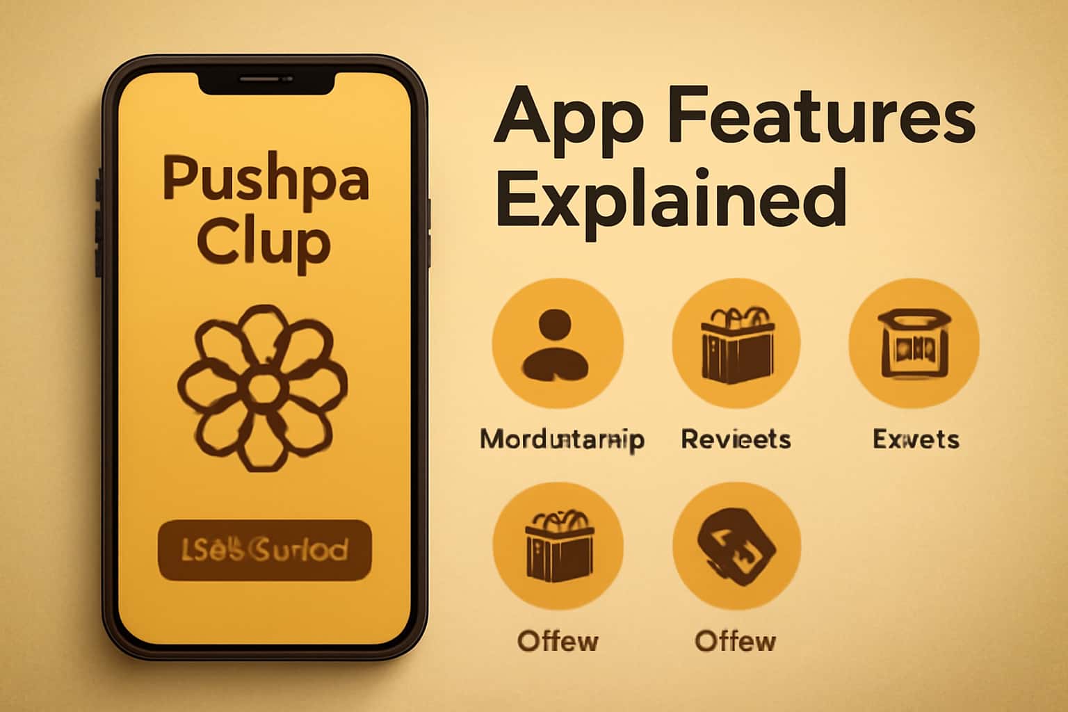 An informative scene showcasing the features of the Pushpa Club app.