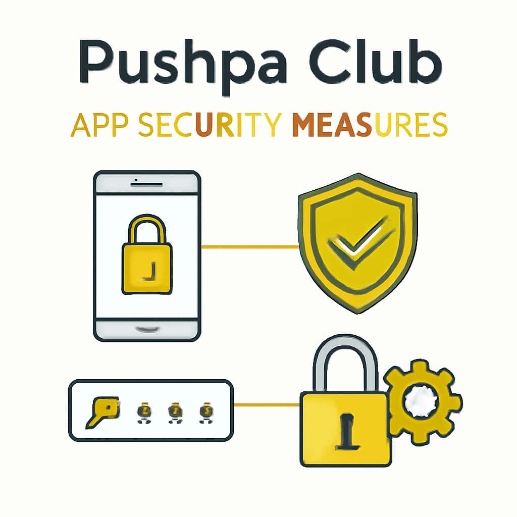 An educational diagram highlighting security protocols of Pushpa Club app.