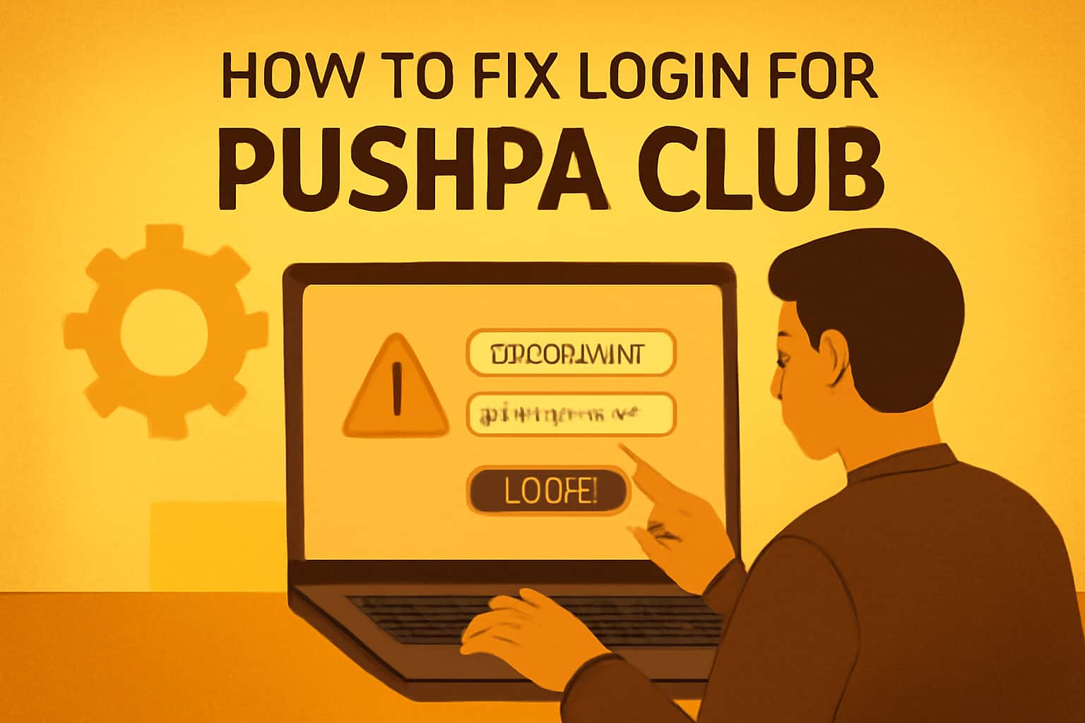 An informative graphic depicting the topic of fixing login issues for Pushpa Club.