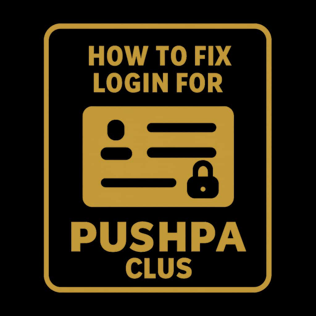 A minimalistic badge for login assistance at Pushpa Club.