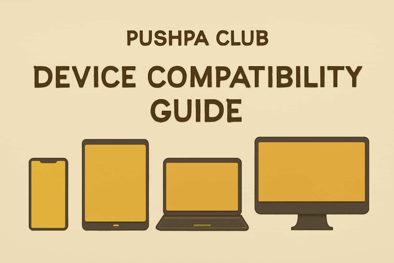 Informational scene highlighting Pushpa Club Device Compatibility Guide.